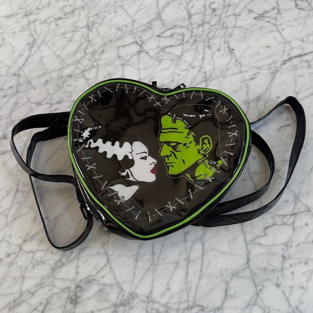 Rock Rebel Monsters Bride Frankenstein Heart Mini Backpack Patent Leather